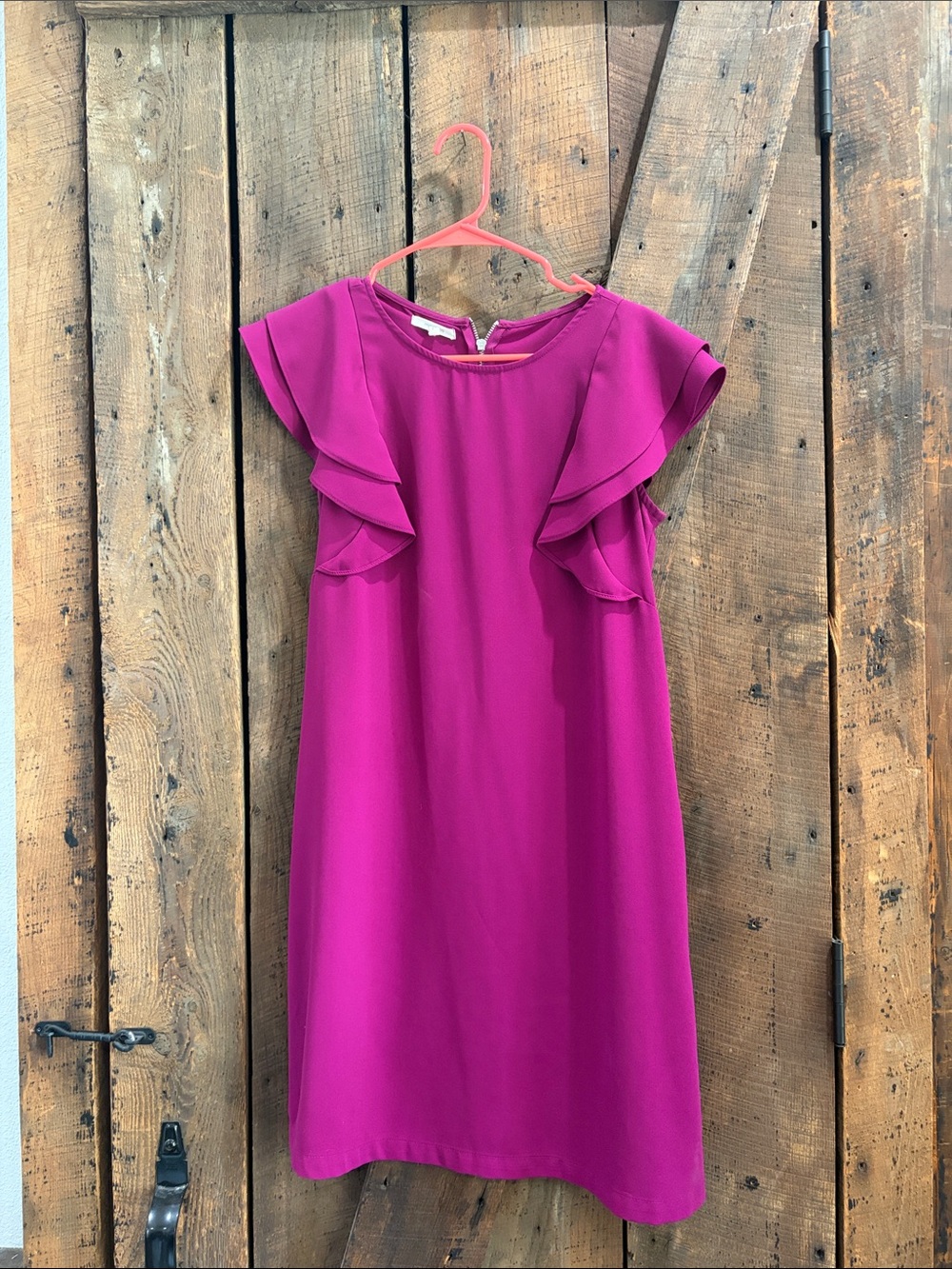 Maurices Fuchsia Ruffle Sleeve Shift Dress